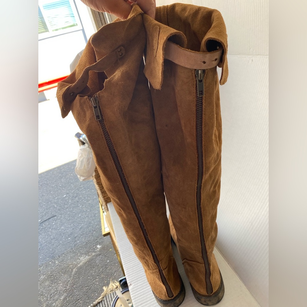 Free People Carlisle Suede Over The Knee Boots Honey Whiskey Size 41 US 10 - Picture 7 of 14